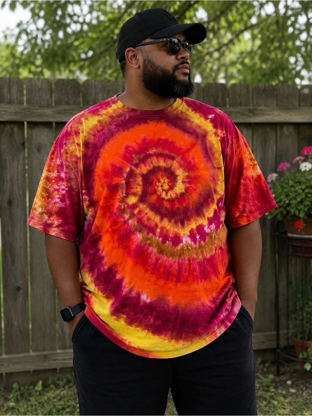 Hand Ice Dyed Spiral Tie Dye T-Shirt Men’s 3XL OOAK Festival Boho Streetwear